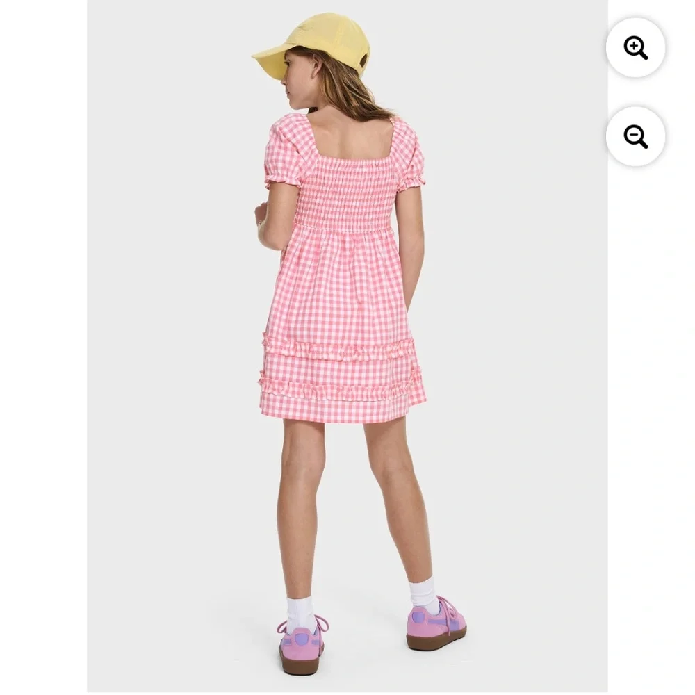 The Children’s Place Girls Pink Check Smocked Dress Size XXL (16) NWT